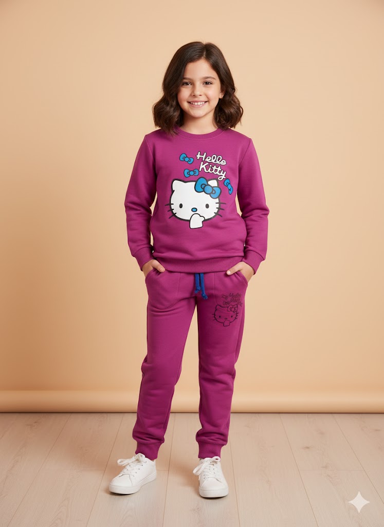 "Hello Kitty" Magenta Sweatshirt & Trouser Set