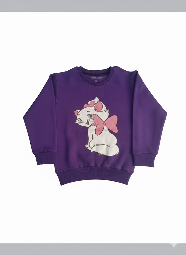 Girls' Kitty Graphic Tracksuit - Purple